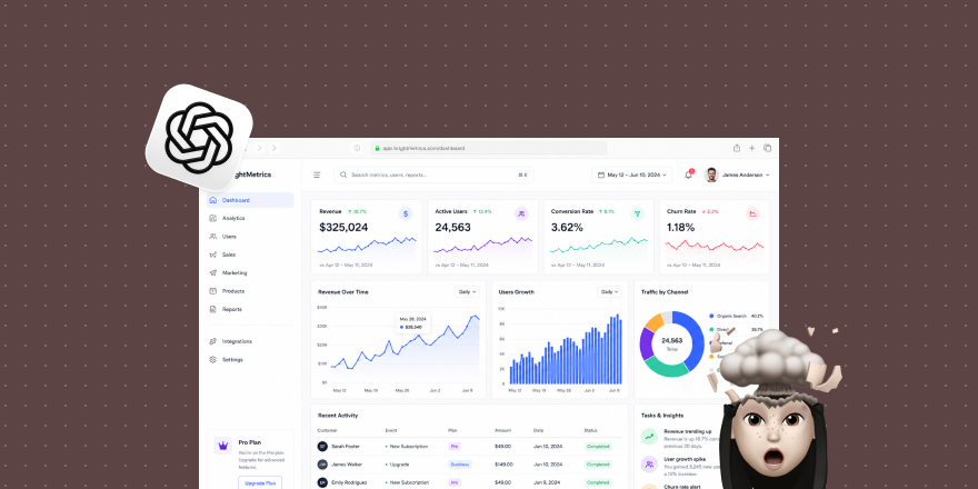 SaaS analytics dashboard with ChatGPT—Image 2 and Codex UI design workflow cover.