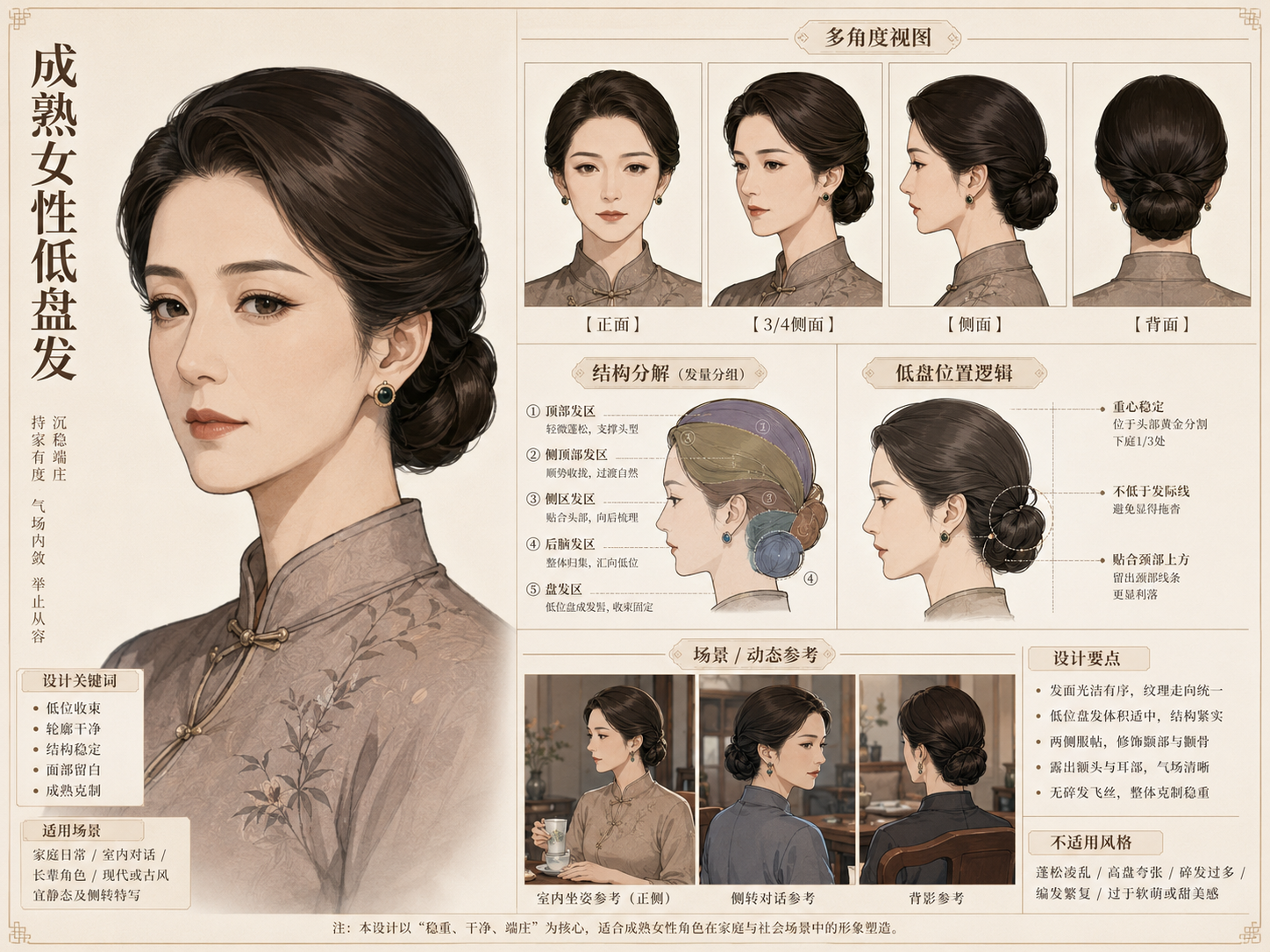 Mature Household Low Bun Hair