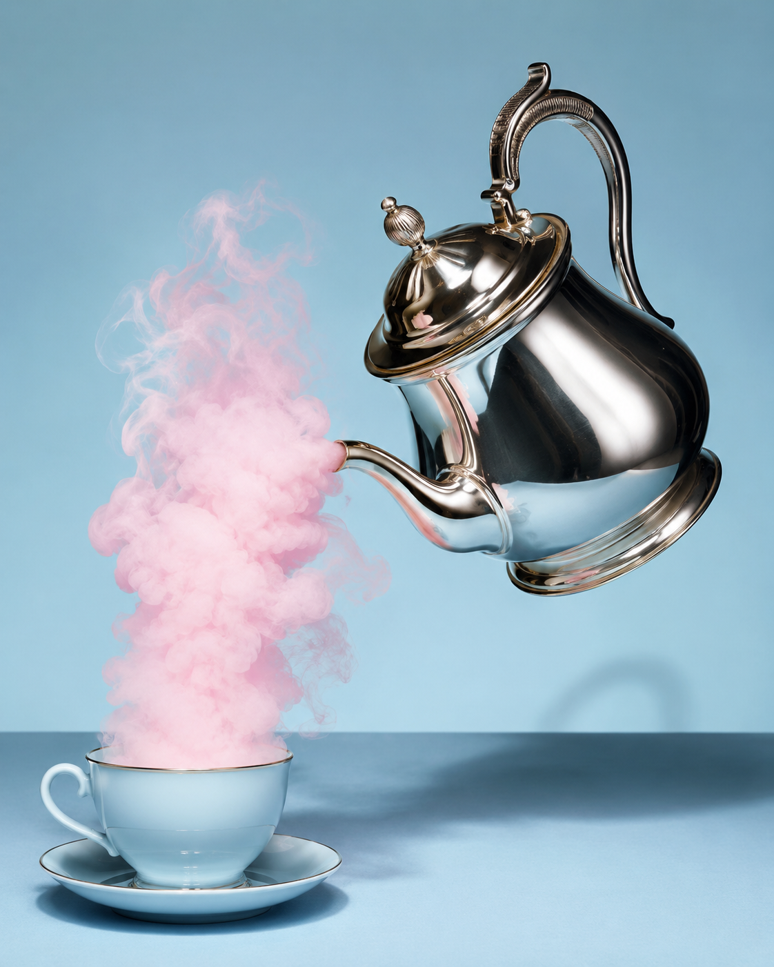 Kettle Pouring Pink Vapor